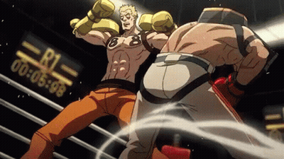Two Men Are Fighting In A Boxing Ring With A Timer Behind Them That Says R1 GIF