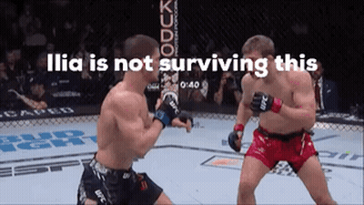 Two Men Are Fighting In A Boxing Ring With The Words Ilia Is Not Surviving This On The Bottom GIF
