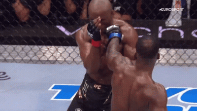 Two Men Are Fighting In A Cage And One Of Them Is Wearing A Ufc Glove . GIF