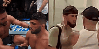 Two Men Are Fighting In A Cage With The Word Tir On The Floor GIF