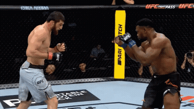 Two Men Are Fighting In A Cage With Ufc Fight Pass Written On The Side GIF