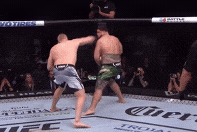 Two Men Are Fighting In A Ring With A Banner That Says Ufc GIF