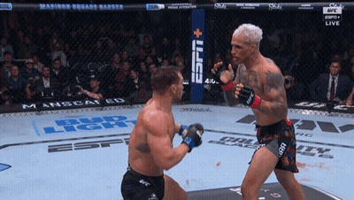 Two Men Are Fighting In A Ring With A Bud Light Sign In The Background GIF