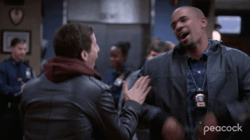 Two Men Are Fighting In A Room With Peacock Written On The Bottom Right GIF