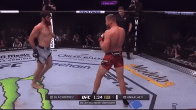 Two Men Are Fighting In A Ufc Ring And The Ufc Light Heavyweight Championship Is On The Screen GIF