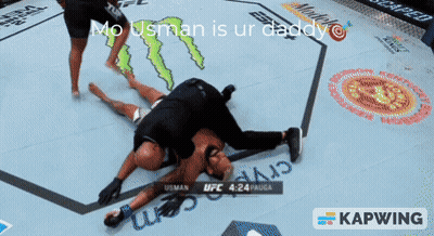 Two Men Are Fighting In A Ufc Ring And The Words Mo Usman Is Ur Daddy Are On The Screen GIF