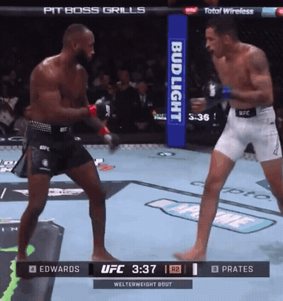 Two Men Are Fighting In A Ufc Ring With A Bud Light Banner In The Background GIF