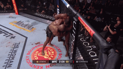 Two Men Are Fighting In A Ufc Ring With A Modelo Ad In The Background GIF