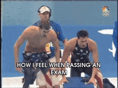 Two Men Are Getting Ready To Compete In A Race And The Caption Says How I Feel When Passing An Exam GIF