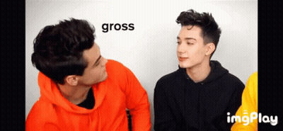 Two Men Are Looking At Each Other And The Word Gross Is On The White Background GIF