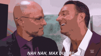 Two Men Are Looking At Each Other With The Words Nah Nah Max Du Pri Written Below Them GIF