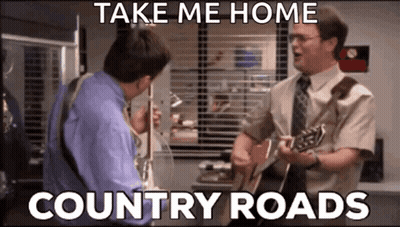 Two Men Are Playing Guitars And Singing A Song Called Take Me Home Country Roads . GIF