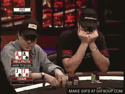 Two Men Are Playing Poker And One Has A Raise To $ 5,000 GIF