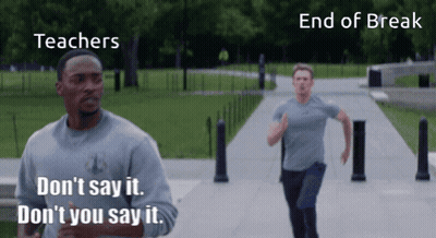 Two Men Are Running Down A Sidewalk And One Of Them Says " Don 'T Say It " GIF