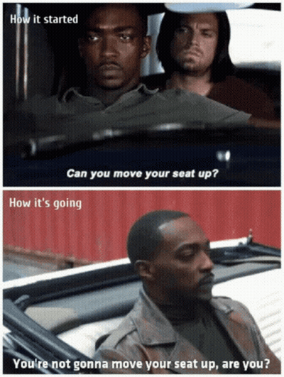 Two Men Are Sitting In A Car And One Is Asking The Other How It Started GIF