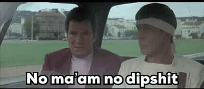 Two Men Are Sitting In A Car And One Of Them Is Saying No Ma 'Am No Dipshit GIF