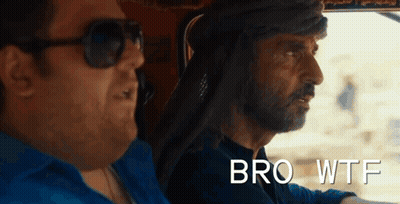 Two Men Are Sitting In A Car With The Words Bro Wtf Written On The Bottom GIF