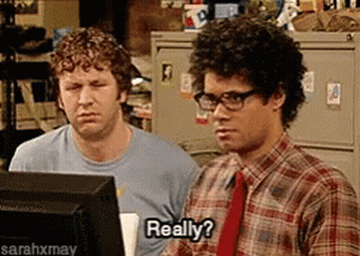 Two Men Are Sitting In Front Of A Computer And One Of Them Is Saying Really GIF