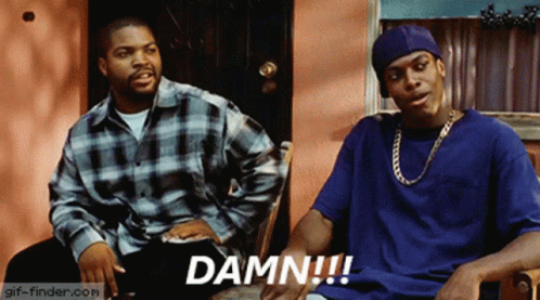 Two Men Are Sitting Next To Each Other And One Of Them Is Saying Damn GIF