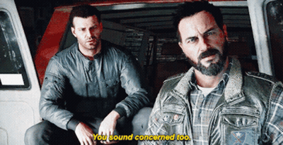 Two Men Are Sitting Next To Each Other And One Of Them Is Saying " You Sound Concerned Too " GIF