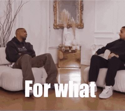 Two Men Are Sitting On A Couch And The Words For What Are On The Bottom GIF