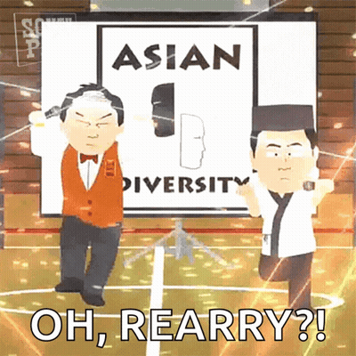 Two Men Are Standing In Front Of A Asian Diversity Sign GIF