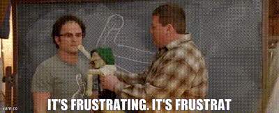 Two Men Are Standing In Front Of A Chalkboard With The Words It 'S Frustrating It 'S Frustrat GIF