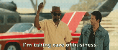 Two Men Are Standing Next To A Red Car And One Of Them Is Saying I 'M Taking Care Of Business . GIF