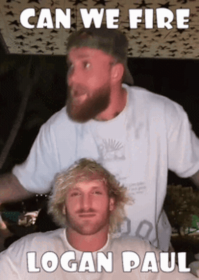 Two Men Are Standing Next To Each Other And One Of Them Is Named Logan Paul GIF