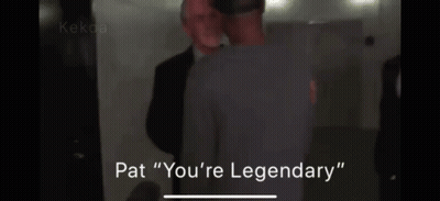 Two Men Are Standing Next To Each Other And One Of Them Is Saying Pat " You 'Re Legendary " GIF