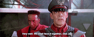 Two Men Are Standing Next To Each Other And One Of Them Says Very Well We Shall Face It Together Dee Jay . GIF