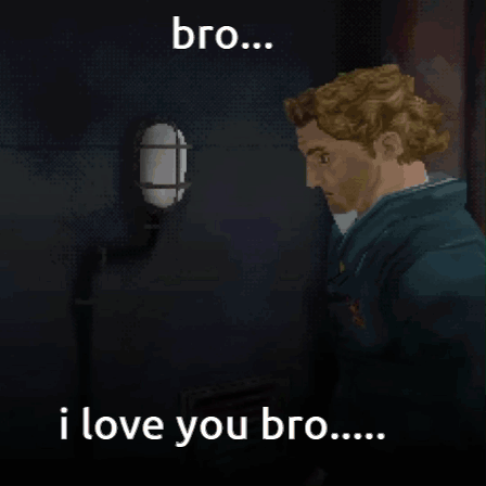 Two Men Are Standing Next To Each Other And The Words Bro I Love You Bro GIF
