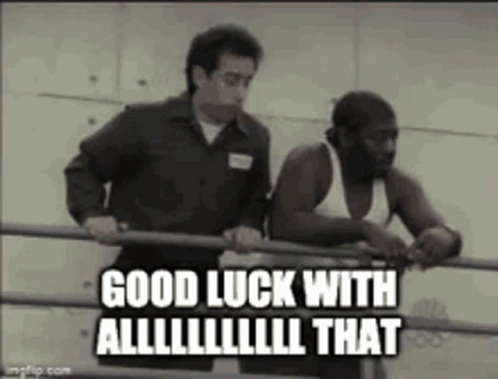 Two Men Are Standing Next To Each Other In A Boxing Ring And One Of Them Is Holding A Bar . GIF