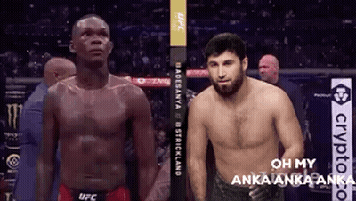 Two Men Are Standing Next To Each Other In A Boxing Ring With The Words Oh My Anka Anka Anka On The Bottom GIF