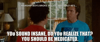 Two Men Are Standing Next To Each Other In A Living Room Talking To Each Other . GIF