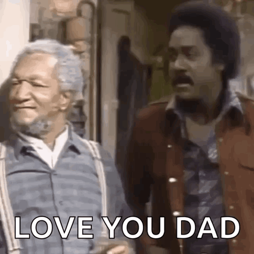 Two Men Are Standing Next To Each Other In A Room And One Of Them Is Saying `` I Love You Dad '' . GIF