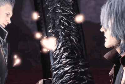 Two Men Are Standing Next To Each Other In A Video Game Scene GIF