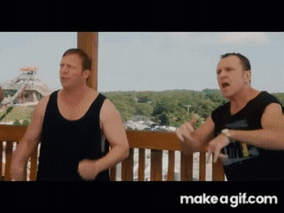Two Men Are Standing Next To Each Other On A Balcony And The Words Make A Gif.com Are On The Bottom GIF