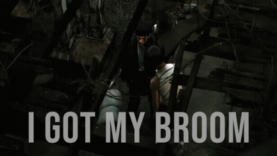 Two Men Are Standing Next To Each Other With The Words Get Off My Lawn GIF