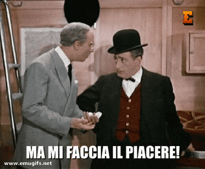 Two Men Are Standing Next To Each Other With The Words Ma Mi Faccia Il Piacere On The Bottom GIF