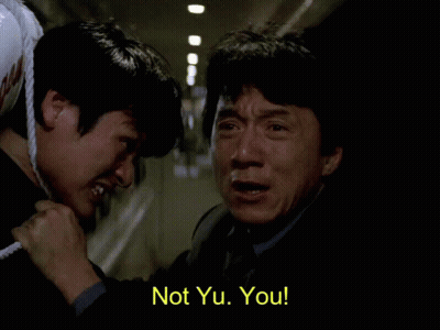 Two Men Are Talking On A Phone And One Of Them Says Not Yu. You. GIF