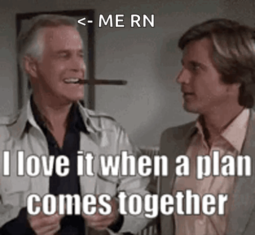 Two Men Are Talking To Each Other And One Of Them Is Holding A Cigar In His Mouth . GIF