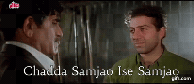Two Men Are Talking To Each Other In A Room And The Words Chadda Samjao Ise Samjao Are On The Screen . GIF