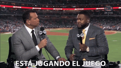 Two Men Are Talking To Each Other In Front Of A Fox Logo GIF