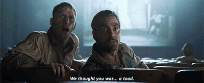 Two Men Are Watching A Movie And One Of Them Says " We Thought You Was ... A Toad " GIF