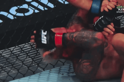 Two Men Are Wrestling In A Cage With A Ufc Logo On The Wall Behind Them GIF