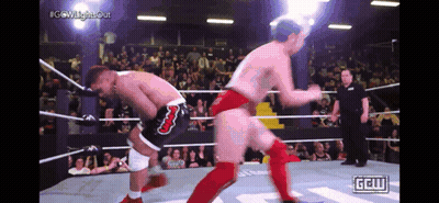 Two Men Are Wrestling In A Ring With Ggw Written On The Bottom Of The Screen GIF