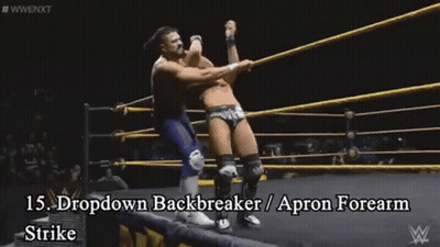 Two Men Are Wrestling In A Wrestling Ring And One Of Them Is Wearing An Apron GIF