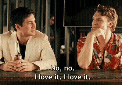 Two Men At Bar Saying No No I Love It GIF
