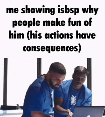 Two Men At Laptop Talking About Consequences GIF